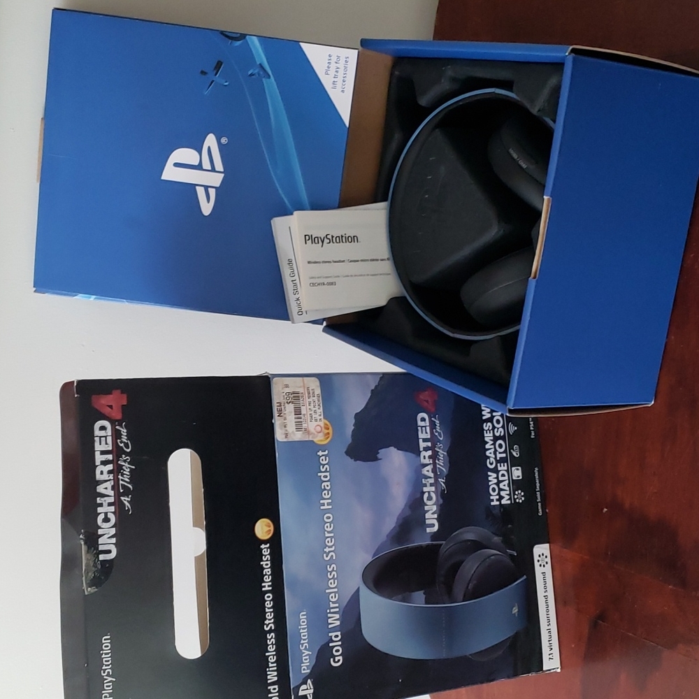 Uncharted 4 Sony Gold Wireless Stereo Headset PS4, PS3, Vita Compatible …